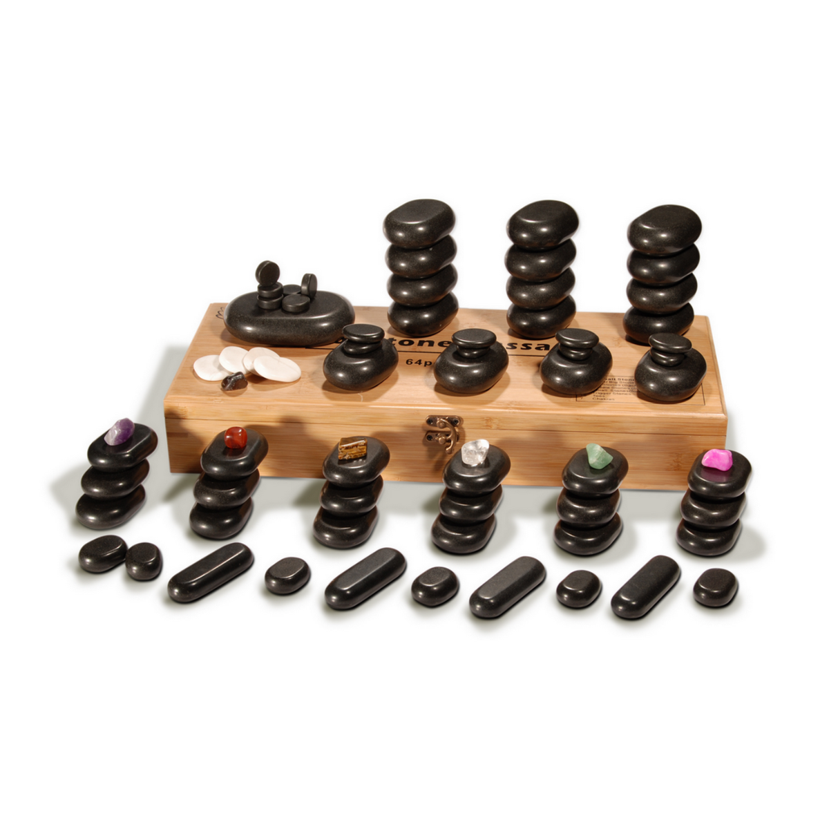 Master®Deluxe70PieceBasaltHotStoneMassageSetwithBambooBox