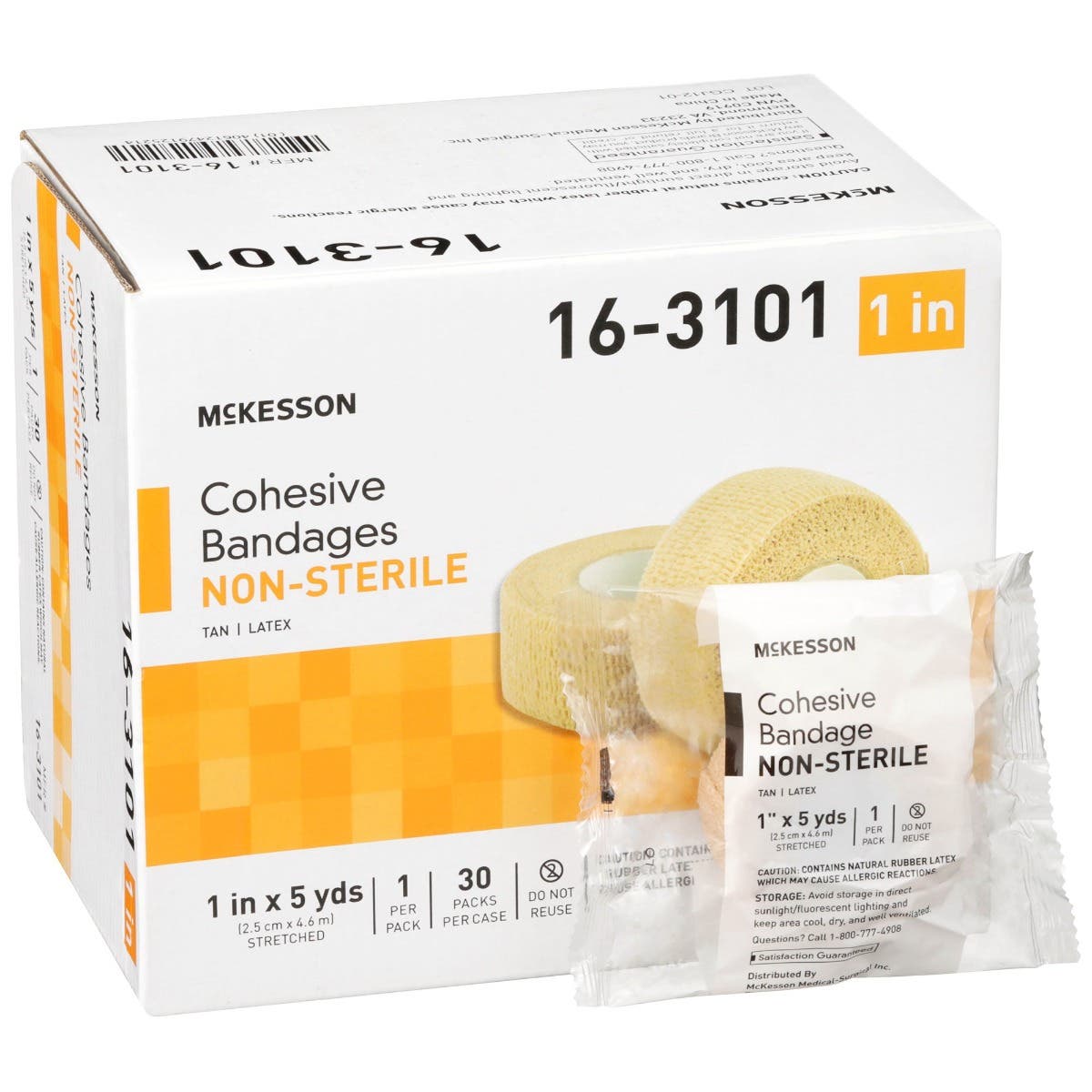 McKessonLatexPerformanceCohesiveBandage-Tan2InchX5Yard-Packof1