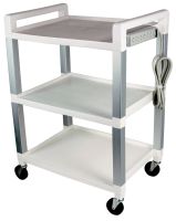 Poly Three Shelf Cart With Power Strip