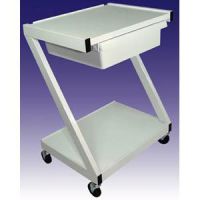 Steel 2 Shelf Cart With Drawer - White
