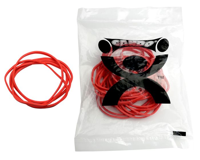Red rubber bands, 25 each